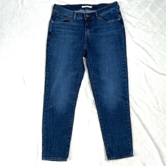 Levi’s Classic Crop Dark Wash Denim Casual High Rise Capri Denim Jeans Size 30 - Picture 15 of 16